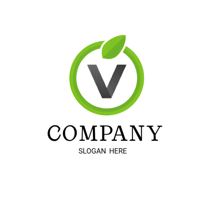 Green Nature Logo with Leaf and Letter V Template | PosterMyWall