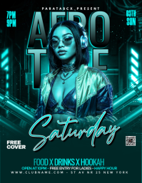 Green Neon Afrobeat Nightclub Event Flyer template