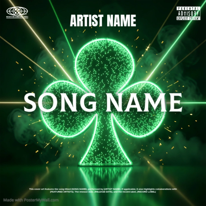 Green Neon Album Cover Album Cover Template | PosterMyWall