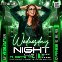 Green Neon Club DJ Night Square Video สี่เหลี่ยมจัตุรัส (1:1) template