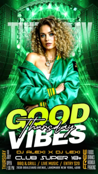Green Neon Club Event Instagram Story Video template