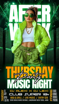 Green Neon Club Music Night Instagram Story Video template