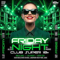Green Neon Club Night Event Instagram Post Instagram-bericht template