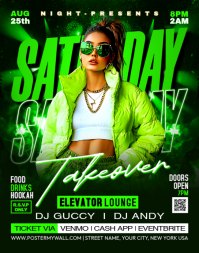 Green Neon Club Night Event Poster/Wallboard template
