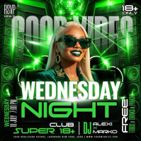 Green Neon Club Night Event Square Video Carré (1:1) template