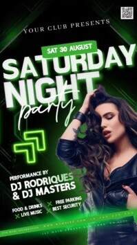 green neon club party event design template เรื่องราวบน Instagram