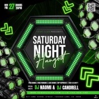 green neon club party event design template Square (1:1)