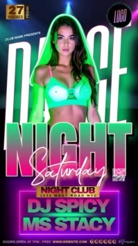 Green neon club Party Event Design Template Instagram Story