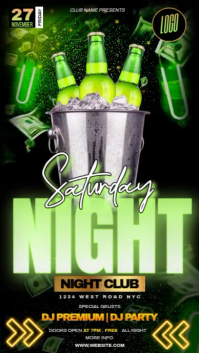 green neon club party event design template Instagram Story