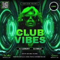 Green Neon Club Party Night Event Design Template Vierkant (1:1)