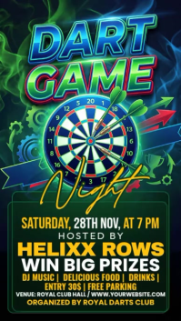 Green Neon Dart Game Night Instagram Story Video Instagram-verhaal template