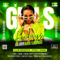 Green Neon Friday Night Club Party Instagram Post template