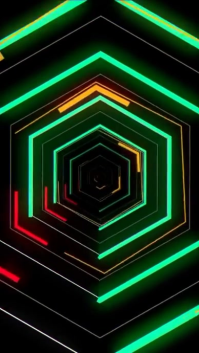 Hitam Neon Geometric Design Digitalt display Template