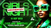 Green Neon Girls Night Party Wednesday Digital Display (16:9) template