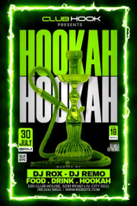 Green Neon Hookah Club Event Poster Video template