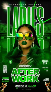 Green Neon  Ladies Night Club Party Instagram Story template
