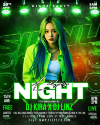 Green Neon Ladies Night Party Instagram Portrait Video template