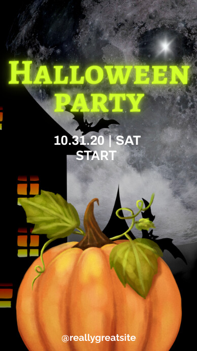 Plantilla de Green Neon Modern Halloween Party Your Story | PosterMyWall