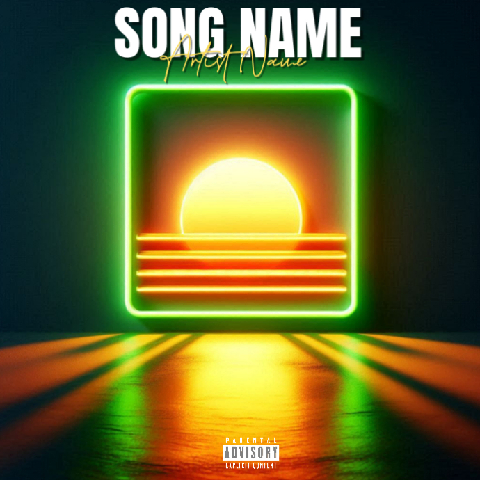 Green Neon Music Album Cover Album Cover Template | PosterMyWall