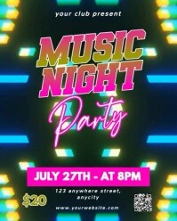 Green Neon Music Night Party Instagram Portrait template
