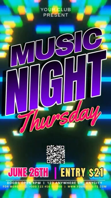 Green Neon Music Night Thursday Reel Instagram template