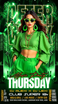 Green Neon Music Party Instagram Story Video template