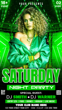 Green Neon Night Party Instagram Story template