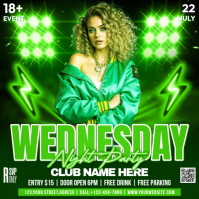 Green Neon Night Party Square Isikwele (1:1) template
