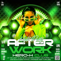 Green Neon Night Party Square Video template