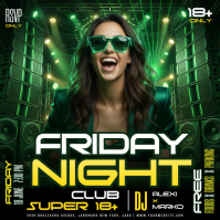 Green Neon Nightclub Event Instagram Post Instagram-bericht template