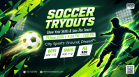 Green Neon Soccer Tryouts Digital Display template