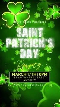 Green Neon St. Patrick's Day Party Reel Instagram template