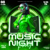 Green Neon Theme Party Event Design Template Cuadrado (1:1)