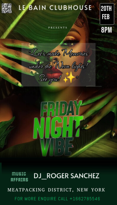 Green Neon This Flyer Is Promotional Event Poster For A Friday Night Vibe Party  Business Card Cartão de visita template