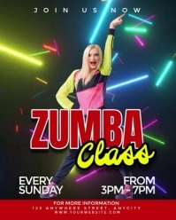 Green Neon Zumba Classes Instagram Portrait template