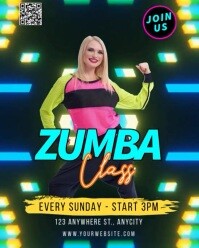 Green Neon Zumba Classes Instagram Portrait template
