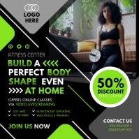 Green Online Fitness App Workout from Home Vi Carré (1:1) template