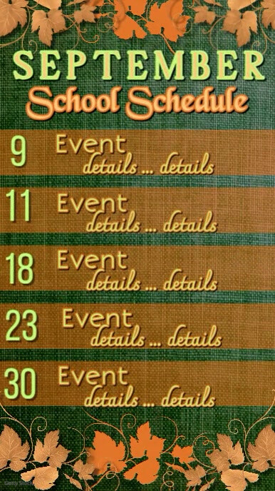 Green/Orange List-Based September Schedule IG Reel template