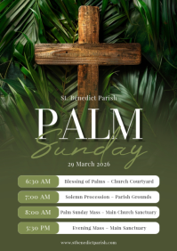 Green Palm Sunday Service A4 template