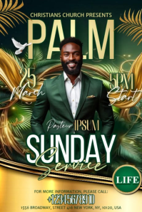 Green Palm Sunday Service Banner 4' × 6' template