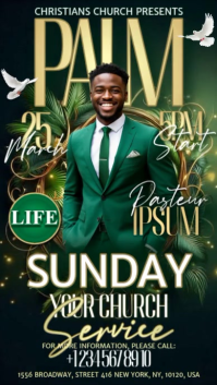 Green Palm Sunday Service Instagram Story template