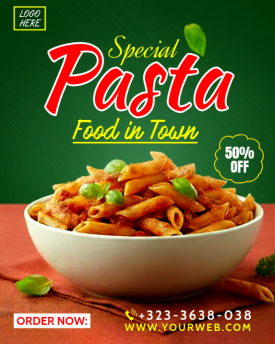 Green Pasta Promotion Instagram Portrait Template | PosterMyWall