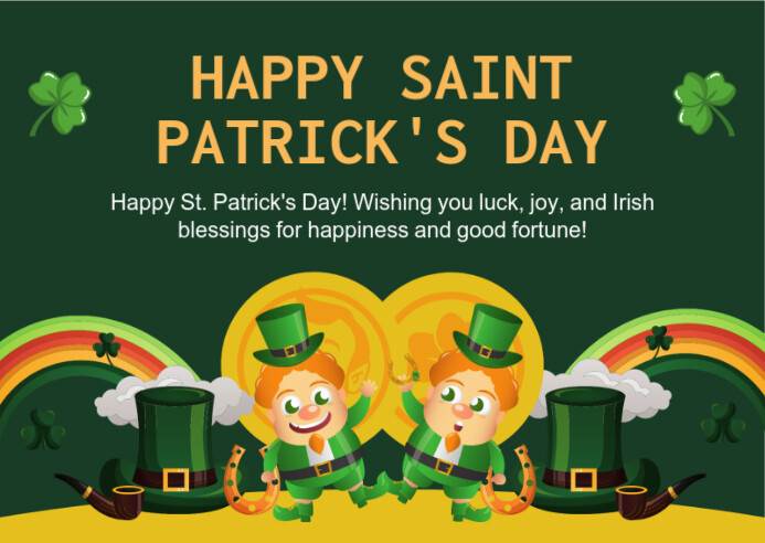 Green Pastel Happy Saint Patrick's Day Celebration  Postcard Poskaart template
