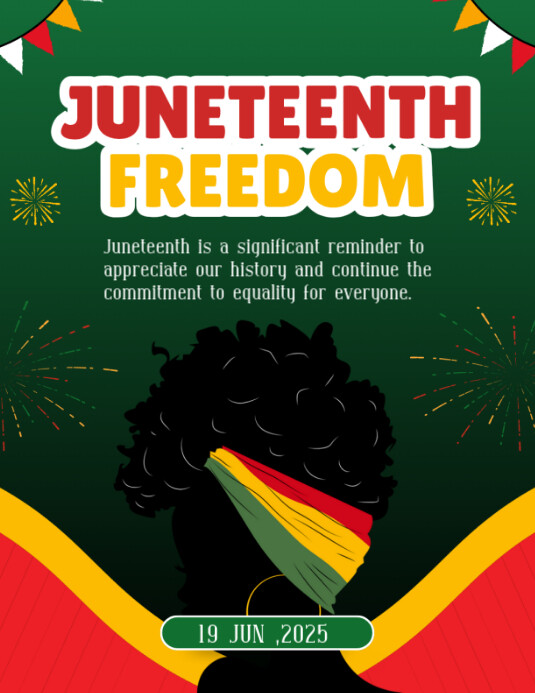 Green Pastel Juneteenth Freedom Day  Flyer (us Letter) template