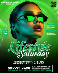 Green Pastel Lifestyle Saturday Party Night  Instagram Portrait template