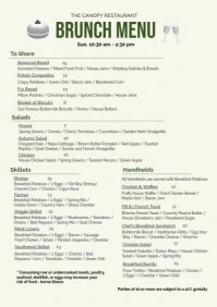Green Pastel List-based Restaurant Brunch Menu A3 template