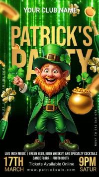 Green Patrick's Day Party Digital Display (9:16) template