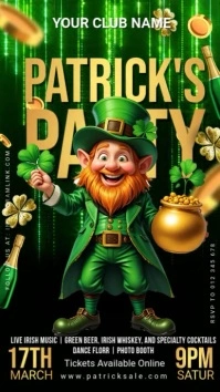 Green Patrick's Day Party Digital Display (9:16) template