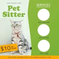 Green Pet Sitter Services Ad Square Video template