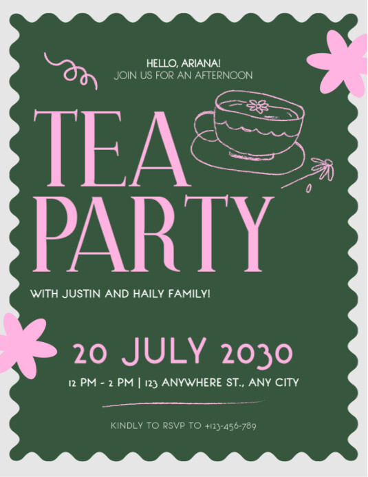 Copy of Green Pink Illustrative Tea Party Flyer (us Letter) | PosterMyWall
